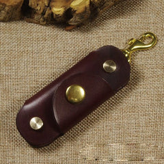 Blue Handmade Mens Leather Keyholders With Clip Cool KeyChain Key Holders KeyRings for Men