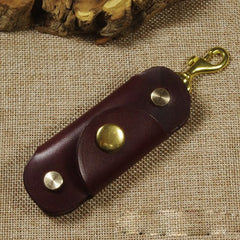 Beige Handmade Mens Leather Keyholders With Clip Cool KeyChain Key Holders KeyRings for Men