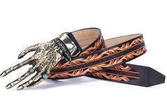 Handmade Genuine Custom Tooled Floral Cool Leather Mens Leather Men Belt for Men