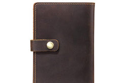 Vintage Leather Mens Passport Wallet Bifold Slim Long Wallet For Men