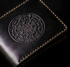 Handmade Leather Tibetan Tooled Mens billfold Wallet Cool Leather Wallet Slim Wallet for Men