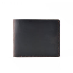 Vintage Brown Leather Men's Small Bifold Wallet Black Slim billfold Wallet For Men