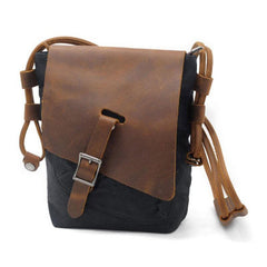 Cool Mens Waxed Canvas Leather Small Courier Bags Canvas Side Bags for Men