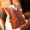 Black Leather Mens Short Coin Wallet Zipper Small Coin Holder Change Pouch For Men