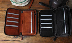 Genuine Leather Mens Cool Long Leather Wallet Biker Wallet Zipper Clutch Wristlet Wallet for Men