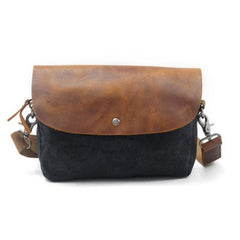 Mens Waxed Canvas Leather Small Side Bag Canvas Courier Bags for Men