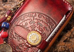 Handmade Leather Mens Chain Biker Wallet Cool Leather Wallet Long Phone Wallets for Men