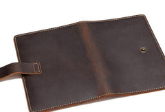 Vintage Leather Mens Passport Wallet Bifold Slim Long Wallet For Men