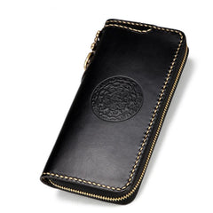 Handmade Leather Mens Chain Biker Wallet Cool Leather Wallet Long Phone Wallets for Men