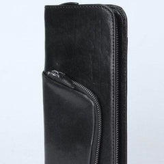 Handmade Leather Mens Cool Long Leather Wallet Zipper Phone Clutch Wallet - iChainWallets