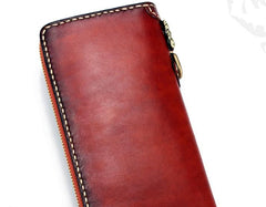 Handmade Leather Mens Chain Biker Wallet Cool Leather Wallet Long Phone Wallets for Men