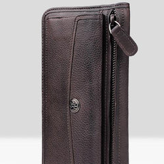 Handmade Leather Mens Cool Long Leather Wallet Bifold Clutch Wallet for Men - iChainWallets