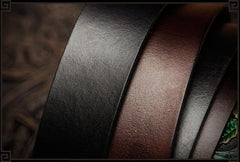 Handmade Leather Tooled Carp Mens Belt Cool Leather Men Belt for Men