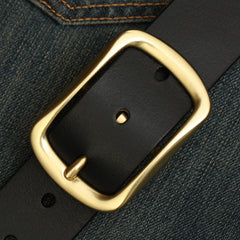 Handmade Mens Black Leather Buckle Silver Belt Minimalist Leather Silver Belt for Men