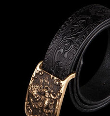 Handmade Black Leather Cool Mens Belt Leather Men Belts for Men