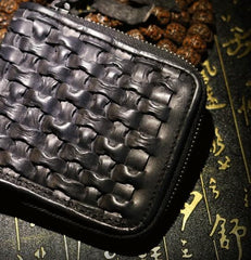 Handmade Leather Braided Mens billfold Wallet Cool Leather Wallet Slim Wallet for Men