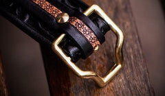 Handmade Leather Cool Tooled Black Mens Belt Cool Leather Men Belt for Men