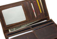 Cool Genuine Leather Bifold Long Wallet Vintage Long Wallet For Men