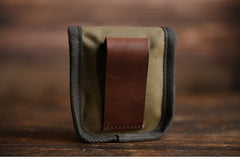Army Green Canvas Mens Cigarette Case Pouch Waist Belt Pouch with Belt Loop for Men