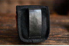 Black Canvas Mens Cigarette Case Pouch Waist Belt Pouch with Belt Loop for Men