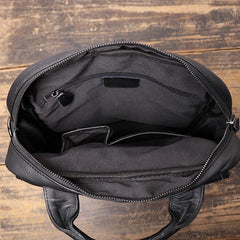 BLACK Vertical LEATHER MEN'S Messenger Bag Side Bag BACKPACK Work Handbag Briefcase FOR MEN