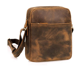 Vintage LEATHER MEN'S SMall Vertical Courier Bag BROWN Messenger Bag Side Bag Postman Bag FOR MEN