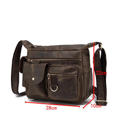 BADASS Dark Brown LEATHER MENS Small COURIER BAG Postman BAG SIDE BAG MESSENGER BAG FOR MEN