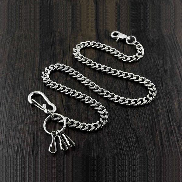 BADASS SILVER STAINLESS STEEL MENS Key Chain PANTS CHAIN WALLET CHAIN BIKER WALLET CHAIN FOR MEN