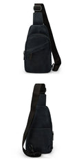 Blue Leather Mens Sling Bag Sling Backpack Brown Chest Bag Sling Shoulder Bag Sling Pack For Men