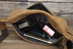 Tan Leather Fanny Pack Men's Brown Chest Bag Hip Bag Bum Bag Waist Bags For Men