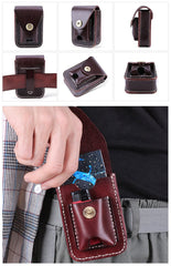 Leather Mens Cigarette Cases with Lighter Holder With Belt Loop Cigarette Holder For Men
