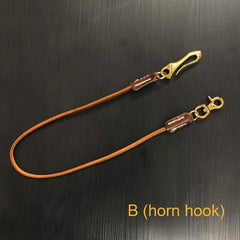 Badass Tan Vintage Leather Long Wallet Chain Cool Punk Rock Biker Wallet Chain Trucker Wallet Key Chain for Men