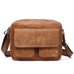 Vintage Brown Leather Men's 10 inches Small Courier Bag Brown Postman Bag Messenger Bag For Men
