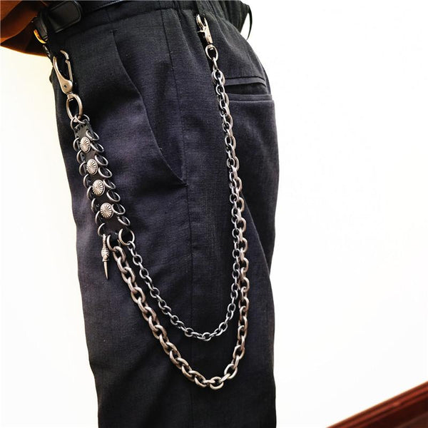 Badass Hip Hop Mens Metal Double Layer Wallet Chain Key Chain Pants Chain For Men