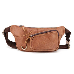 Badass Leather Fanny Pack Men's Brown Chest Bag Hip Bag Waist Bag For Men