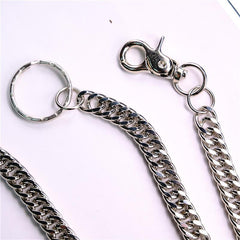 Badass Men's Silver Stainless Steel Wallet Chain Pants Chain Long Biker Wallet Chain For Men