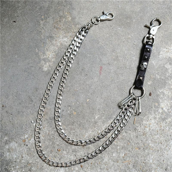 pants chain men​ Badass Skull Wallet Chain Mens Two Layers Wallet Chain Pants Chain Trouser Chain 