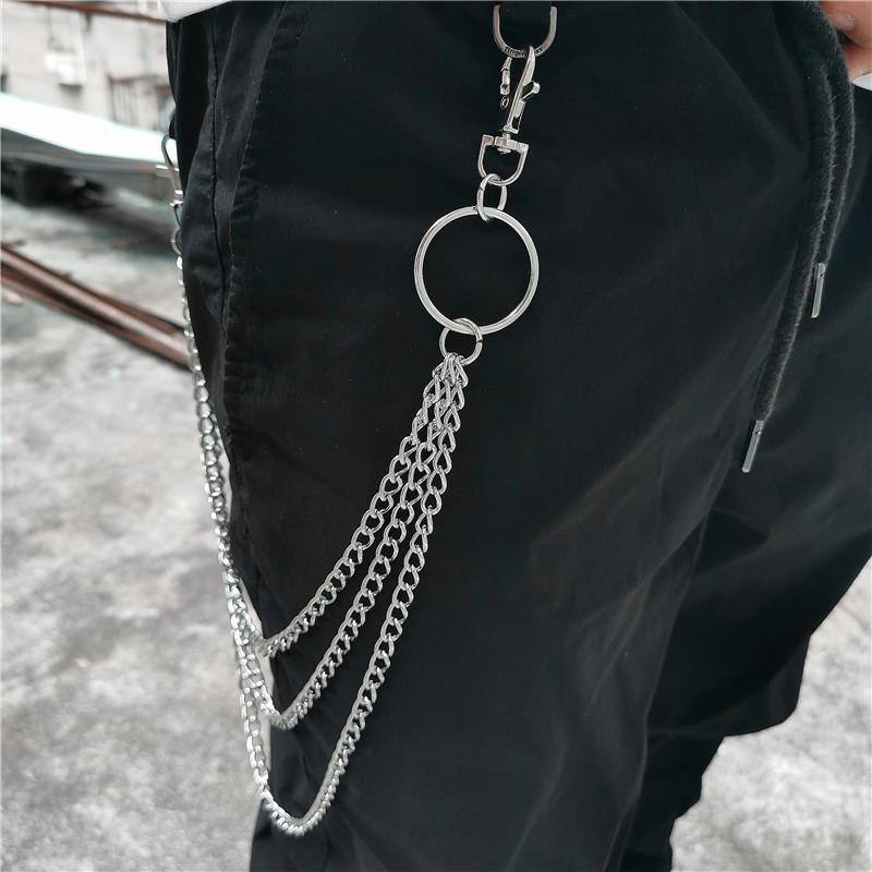 Fashion Men's Womens Double Bead Stainless Steel Pants Chain Biker Wal