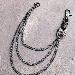 Badass Mens Metal Three Layer Butterfly Key Chain Pants Chain Wallet Chain For Men