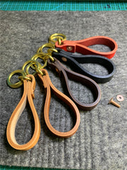 Beige Handmade Leather Brass Keyring Moto KeyChain Leather Keyring Key Holders Key Chain Key Ring for Men