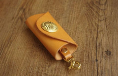 Beige Handmade Mens Leather Keyholders With Clip KeyChain Car Key Holder for Men