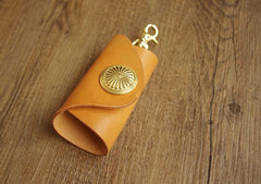 Beige Handmade Mens Leather Keyholders With Clip KeyChain Car Key Holder for Men