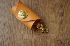 Beige Handmade Mens Leather Keyholders With Clip KeyChain Car Key Holder for Men