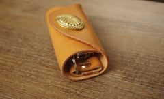 Coffee Handmade Mens Leather Keyholders With Clip KeyChain Car Key Holder for Men