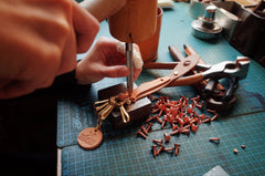 Beige Leather Keyrings With Belt Loop Handmade KeyChain Key Holder Key Chains Key Ring for Men