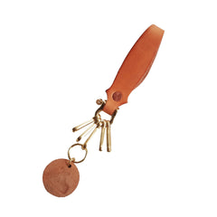 Beige Leather Keyrings With Belt Loop Handmade KeyChain Key Holder Key Chains Key Ring for Men