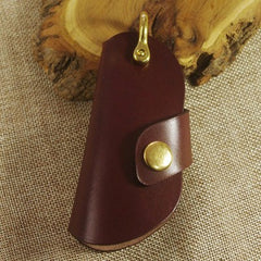 Beige Mens Leather Keyholders Cool Handmade KeyChains Car Key Holders KeyRing for Men