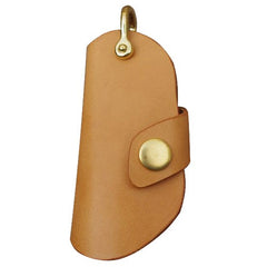 Beige Mens Leather Keyholders Cool Handmade KeyChains Car Key Holders KeyRing for Men