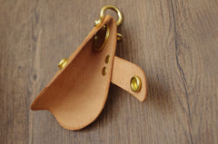 Beige Mens Leather Keyholders Cool Handmade KeyChains Car Key Holders KeyRing for Men