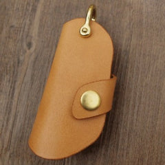 Beige Mens Leather Keyholders Cool Handmade KeyChains Car Key Holders KeyRing for Men